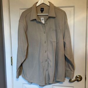 NWT Gap Oversized Shirt Jacket / Shacket in Tan Size Petite Large
